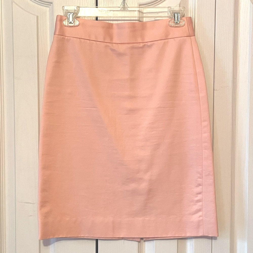 J Crew Pale Pink Cotton Sateen Pencil Skirt